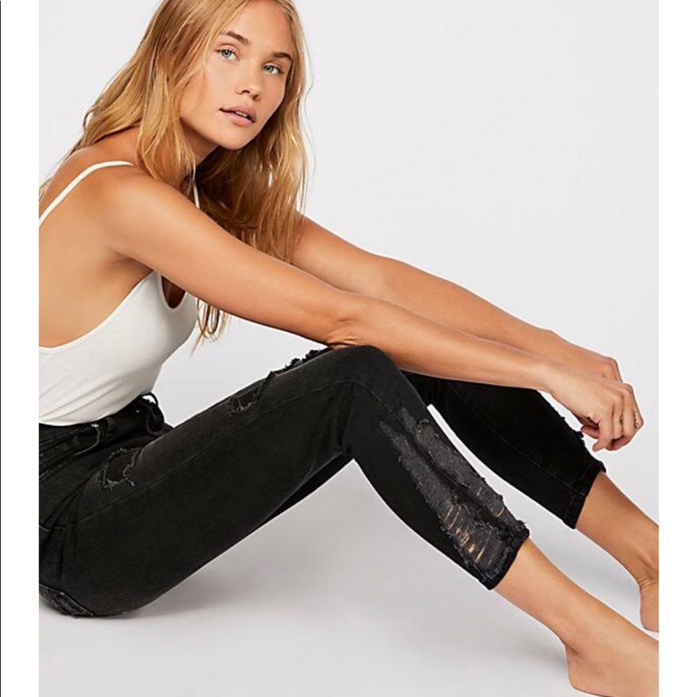 High rise black free people skinny